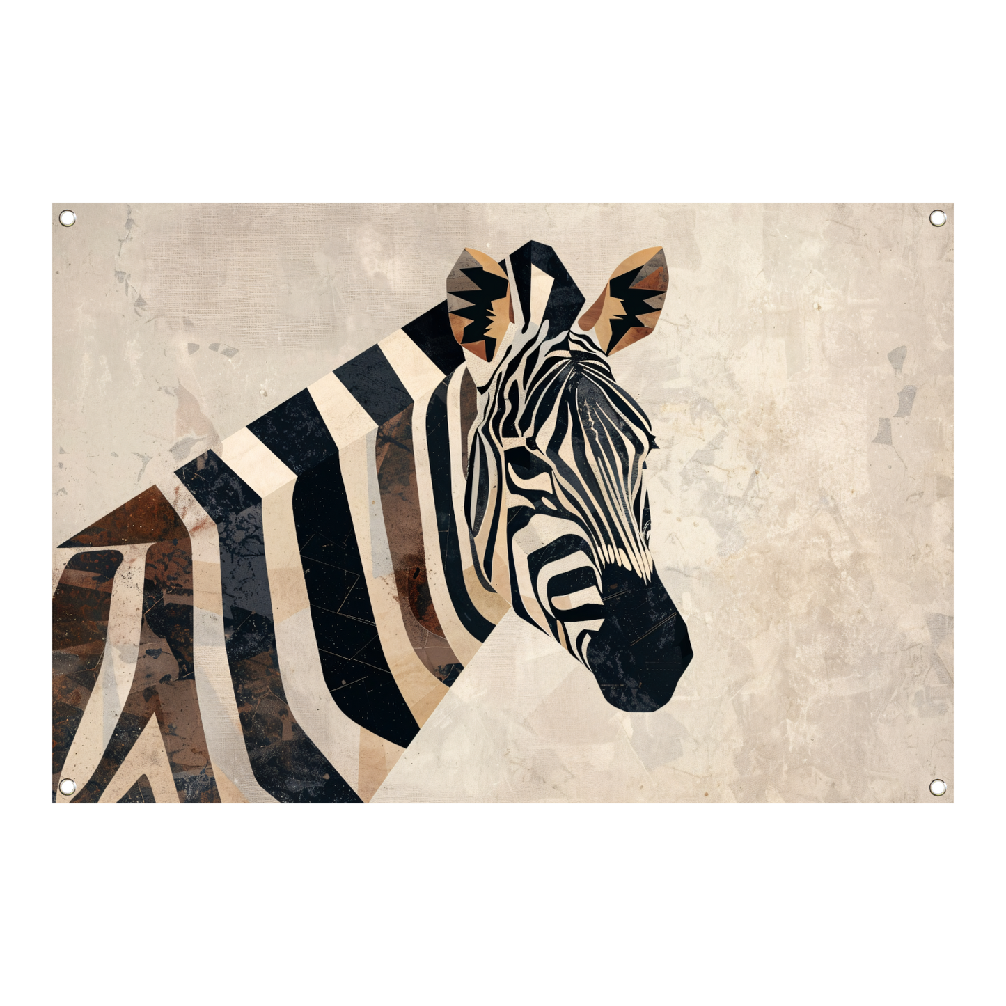 Zebra Kop Geometrische Vormen Monochroom Ontwerp tuinposter