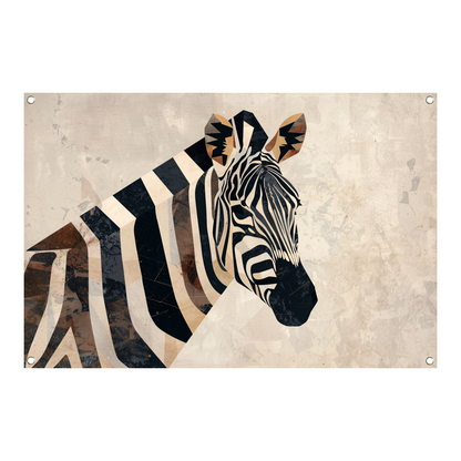 Zebra Kop Geometrische Vormen Monochroom Ontwerp tuinposter