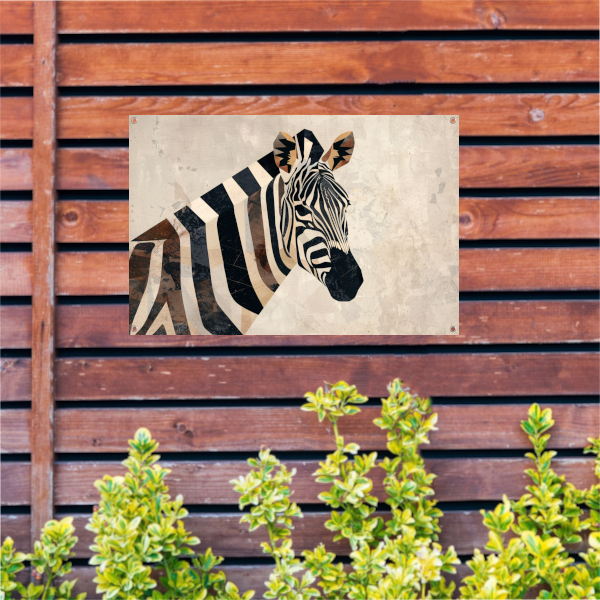 Zebra Kop Geometrische Vormen Monochroom Ontwerp tuinposter