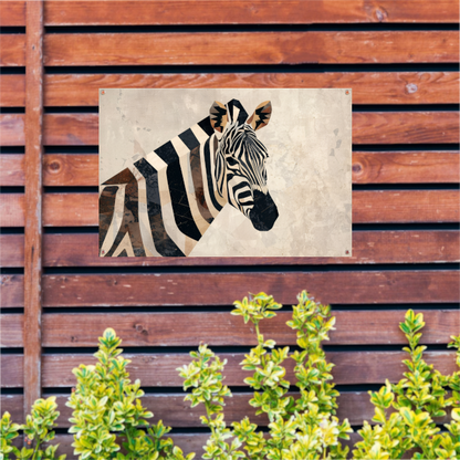 Zebra Kop Geometrische Vormen Monochroom Ontwerp tuinposter