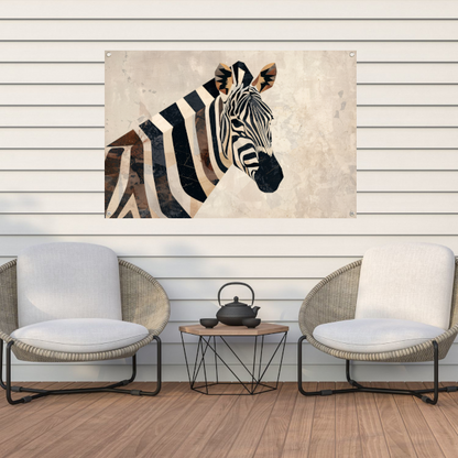 Zebra Kop Geometrische Vormen Monochroom Ontwerp tuinposter
