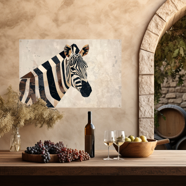 Zebra Kop Geometrische Vormen Monochroom Ontwerp tuinposter