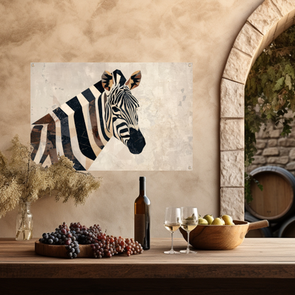 Zebra Kop Geometrische Vormen Monochroom Ontwerp tuinposter