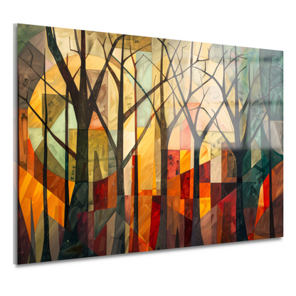 Kubistische Interpretatie van Bomen en Stadsarchitectuur acrylglas
