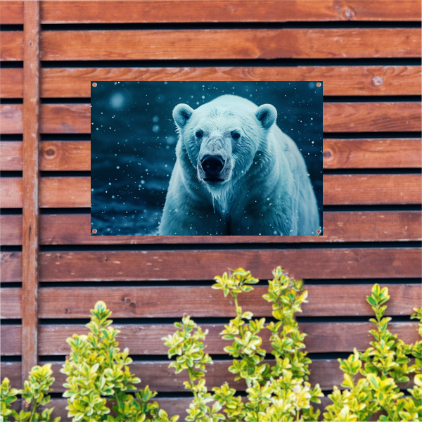 IJsbeer in de sneeuwstorm tuinposter