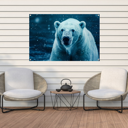 IJsbeer in de sneeuwstorm tuinposter