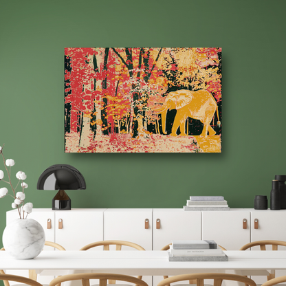 Olifant onder bomen acrylglas