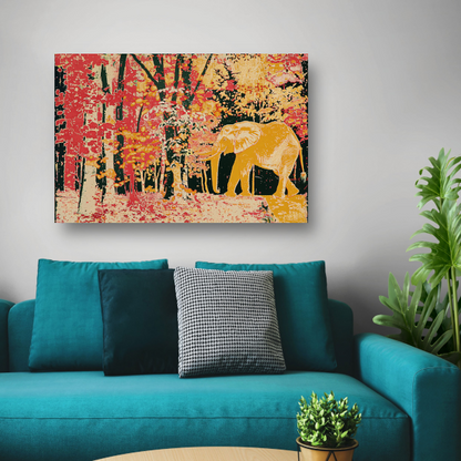 Olifant onder bomen canvas