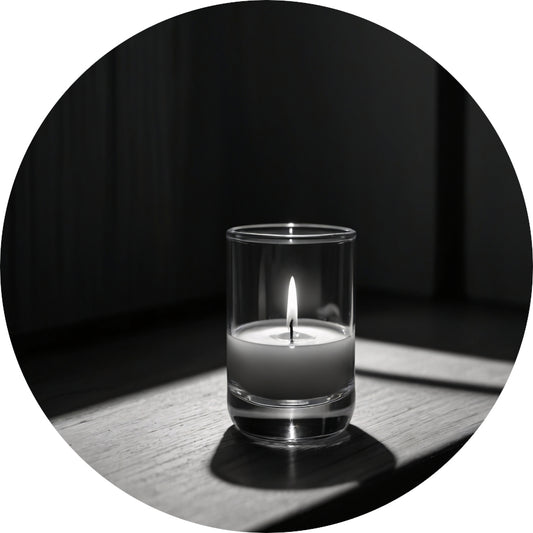 Zacht Licht in Monochroom Stilleven aluminium muurcirkel