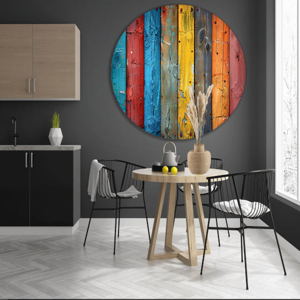 Minimalistisch gekleurde lijnen aluminium muurcirkel