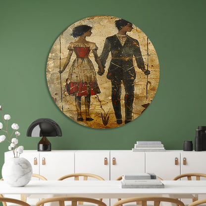 Verstrengelde Liefde met Hart en Hond aluminium muurcirkel