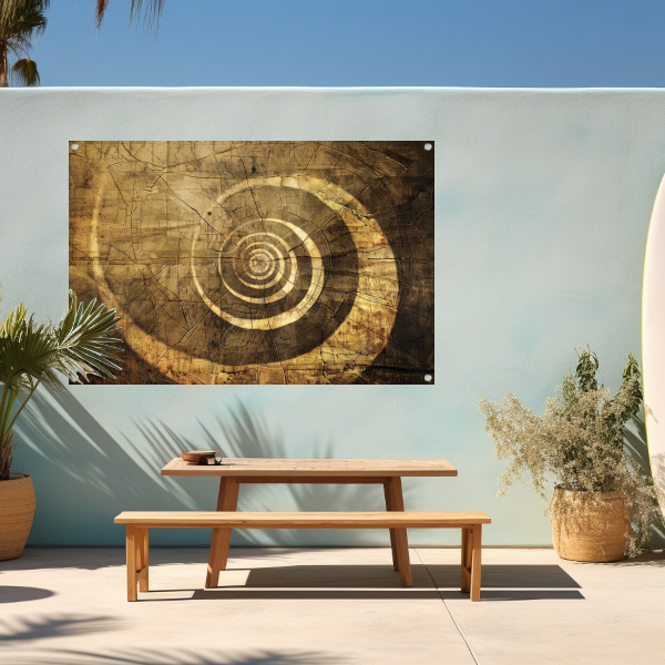 Minimalistische Houten Spiraal tuinposter
