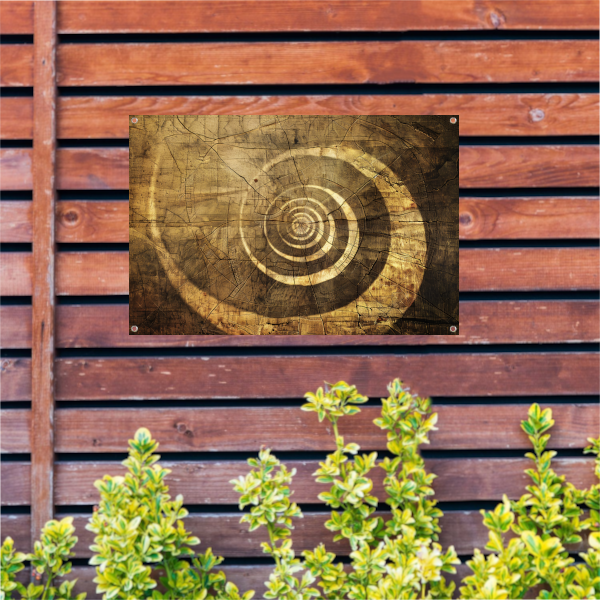 Minimalistische Houten Spiraal tuinposter