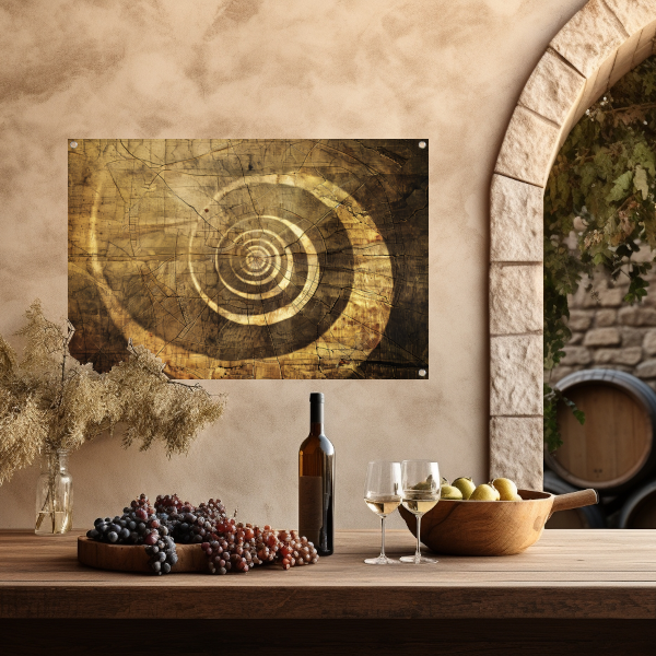 Minimalistische Houten Spiraal tuinposter