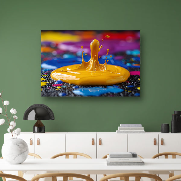 Abstract Verfexplosie op Gekleurde Achtergrond canvas met baklijst