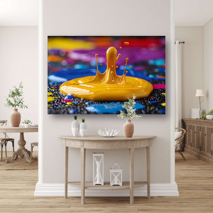 Abstract Verfexplosie op Gekleurde Achtergrond canvas met baklijst