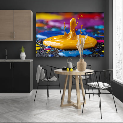 Abstract Verfexplosie op Gekleurde Achtergrond canvas