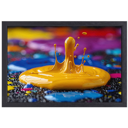 Abstract Verfexplosie op Gekleurde Achtergrond canvas met baklijst