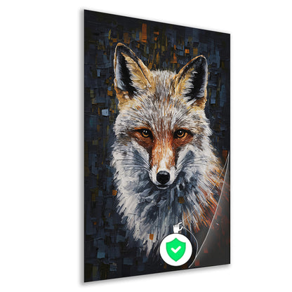 Abstract Expressionistische Vos in Levendige Kleuren poster
