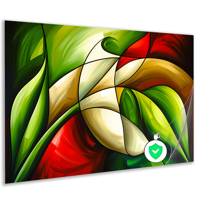 Abstracte kleurrijke roos en bladeren schilderijposter