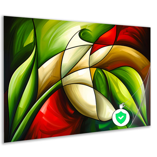 Abstracte kleurrijke roos en bladeren schilderijposter