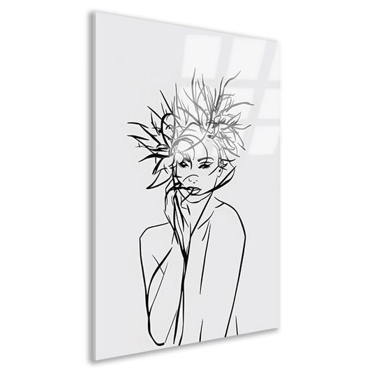 Abstracte expressie van vrouw en natuur acrylglas
