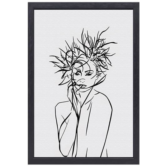 Abstracte expressie van vrouw en natuur canvas met baklijst