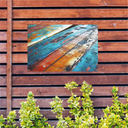 Abstracte surfplank met waterdruppels tuinposter