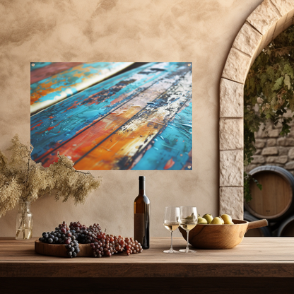 Abstracte surfplank met waterdruppels tuinposter