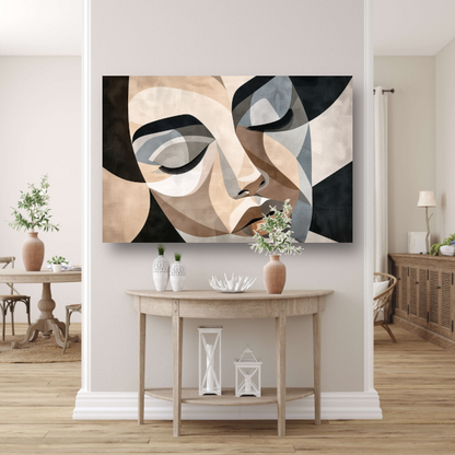 Geometrisch Abstract Gezicht in Sepia acrylglas