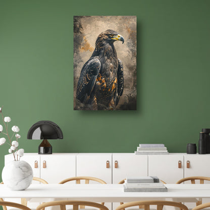 Mysterieuze adelaar met rustieke achtergrond canvas met baklijst