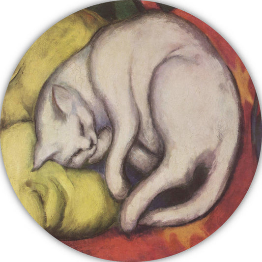 De witte kat - Franz Marc aluminium muurcirkel