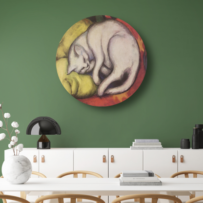 De witte kat - Franz Marc aluminium muurcirkel