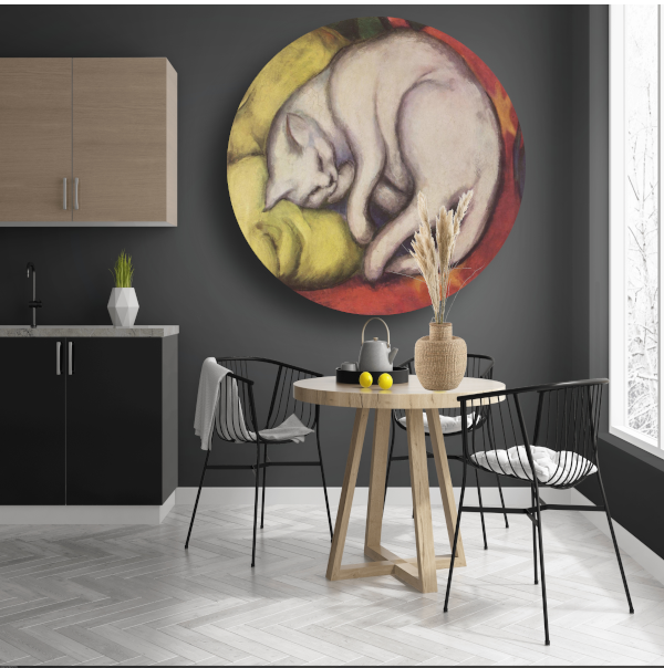 De witte kat - Franz Marc aluminium muurcirkel