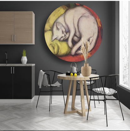 De witte kat - Franz Marc aluminium muurcirkel