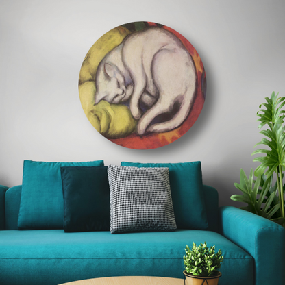 De witte kat - Franz Marc aluminium muurcirkel