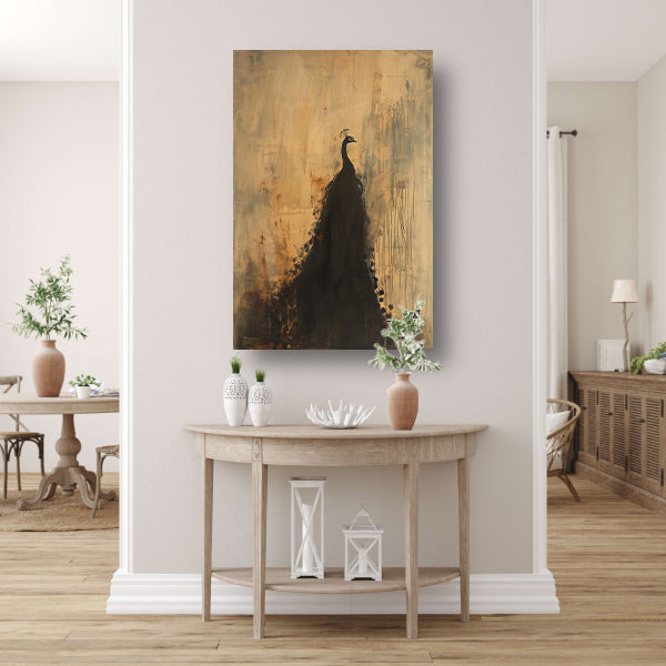Abstract minimalistisch schilderij van pauw acrylglas