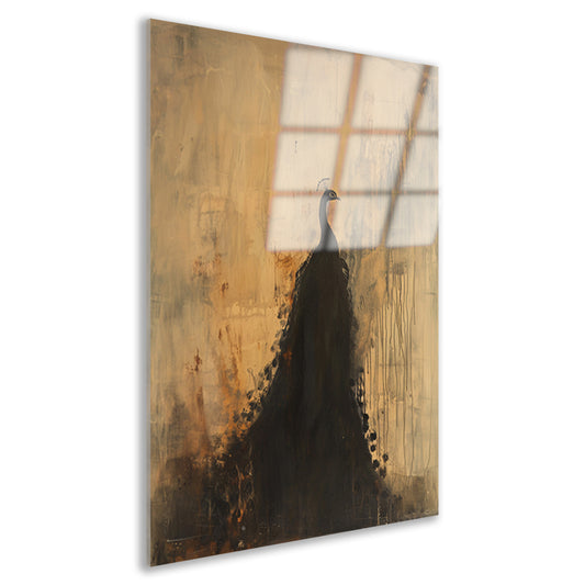 Abstract minimalistisch schilderij van pauw acrylglas