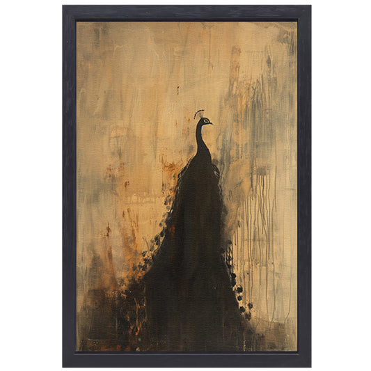 Abstract minimalistisch schilderij van pauw canvas met baklijst