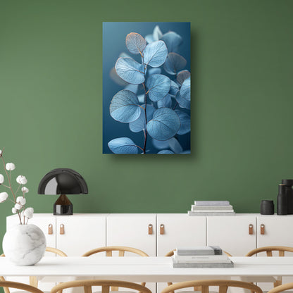 Blauwe eucalyptusbladeren in minimalistisch realisme canvas