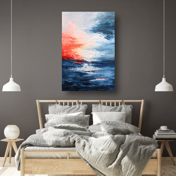 Abstracte zonsondergang boven kalme zee acrylglas