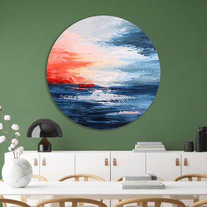 Abstracte zonsondergang boven kalme zee forex muurcirkel