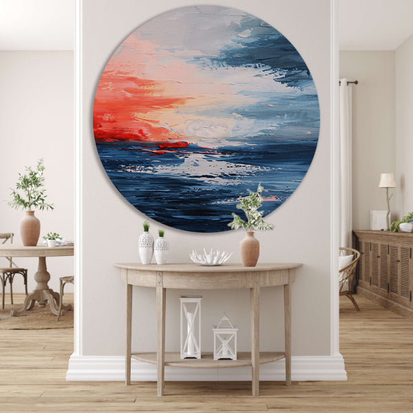 Abstracte zonsondergang boven kalme zee forex muurcirkel