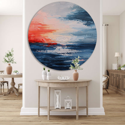 Abstracte zonsondergang boven kalme zee forex muurcirkel