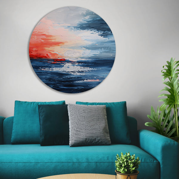 Abstracte zonsondergang boven kalme zee forex muurcirkel