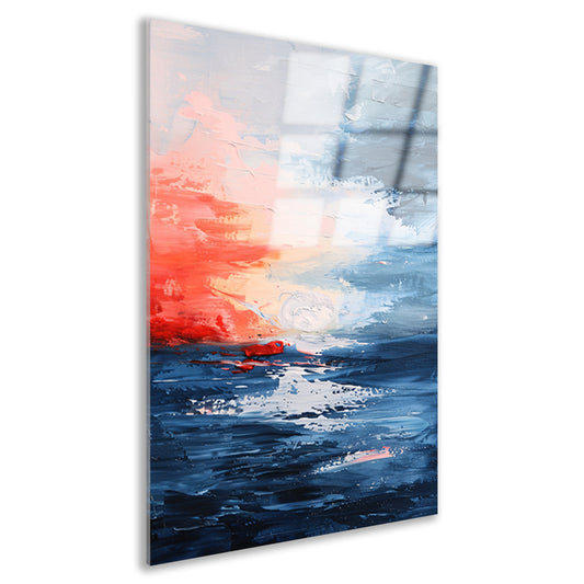 Abstracte zonsondergang boven kalme zee acrylglas