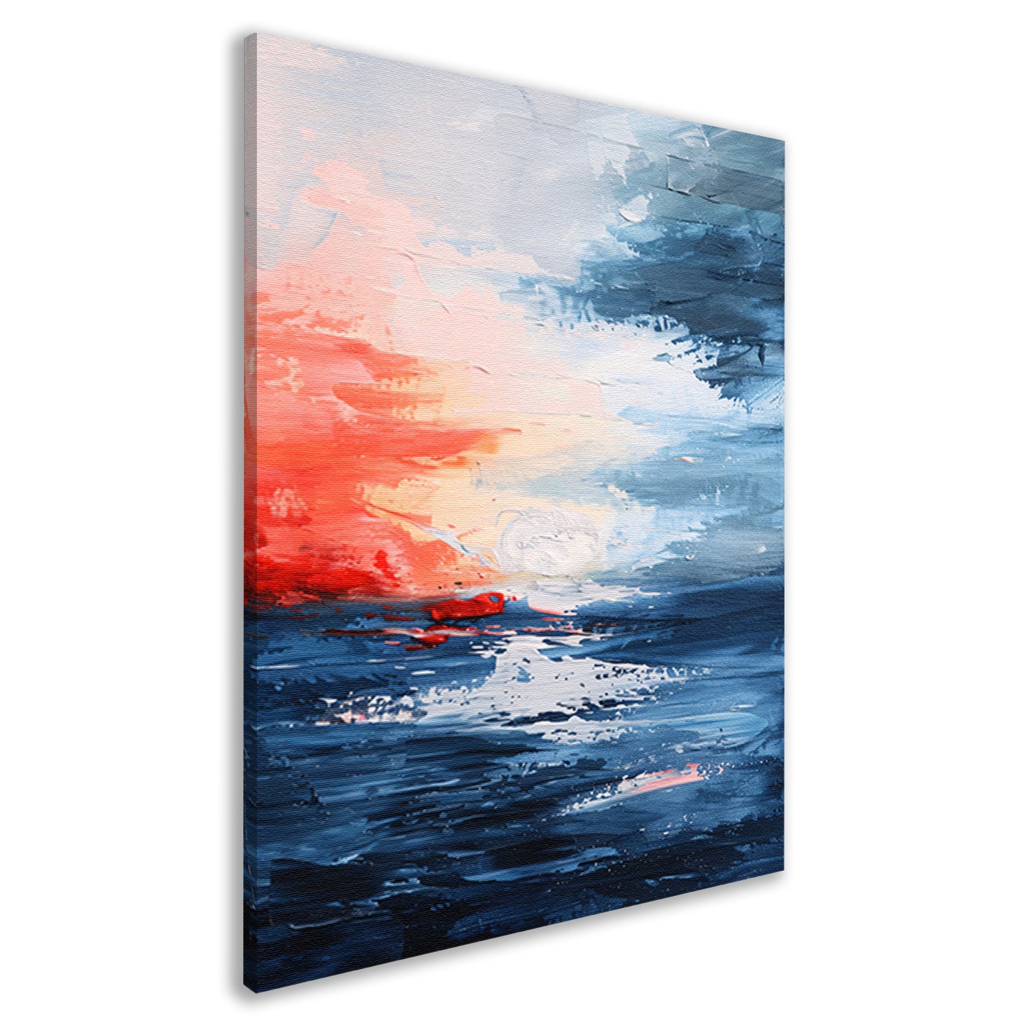 Abstracte zonsondergang boven kalme zee canvas