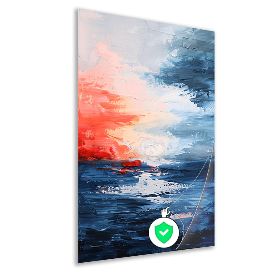 Abstracte zonsondergang boven kalme zee poster