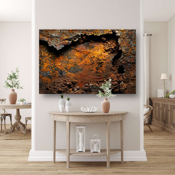 Roestige textuur met barsten en details canvas