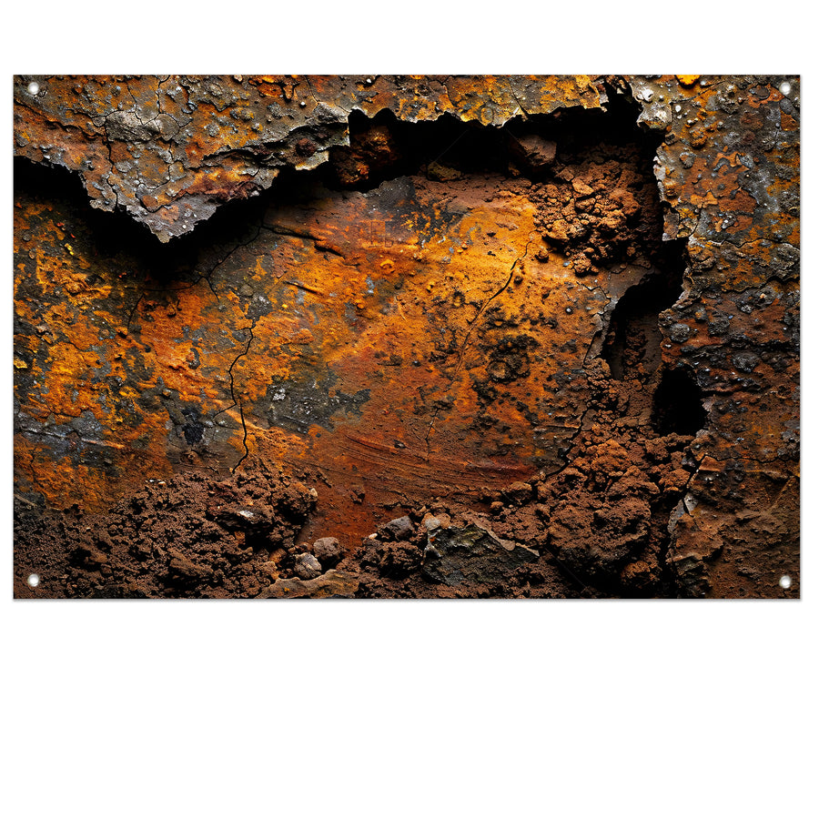 Roestige textuur met barsten en details tuinposter